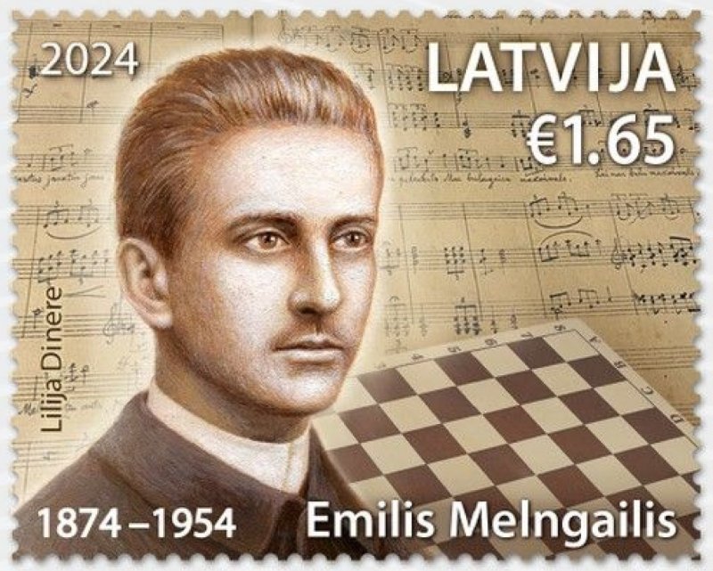 Latvia Lettland Lettonie 2024 150th Anniversary of Emils Melngailis Composer Chess player stamp MNH - Image 1