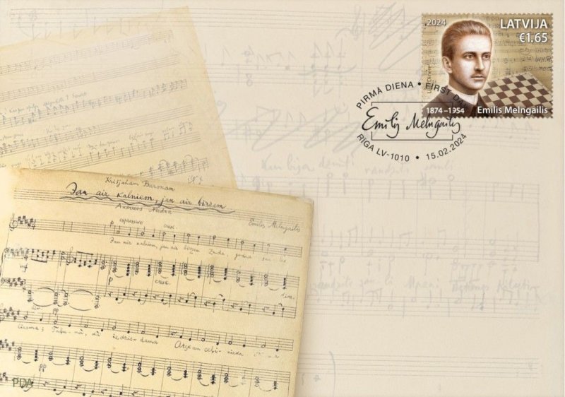Latvia Lettland Lettonie 2024 150th Anniversary of Emils Melngailis Composer Chess player FDC - Image 1