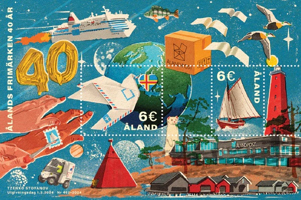 Aland islands Åland Finland 2024 Åland stamps 40 years block MNH