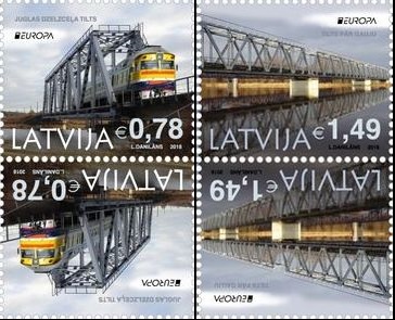 Latvia Lettland Lettonie 2018 Europa CEPT Bridges railways train set of 2 tete-beshes MNH