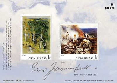 Finland Finnland Finlande 2013 Eero Järnefelt painting set of 2 stamps in block MNH