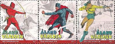 Aland Finland 2011 Popular comics American super heroes set of 3 stamps in strip MNH