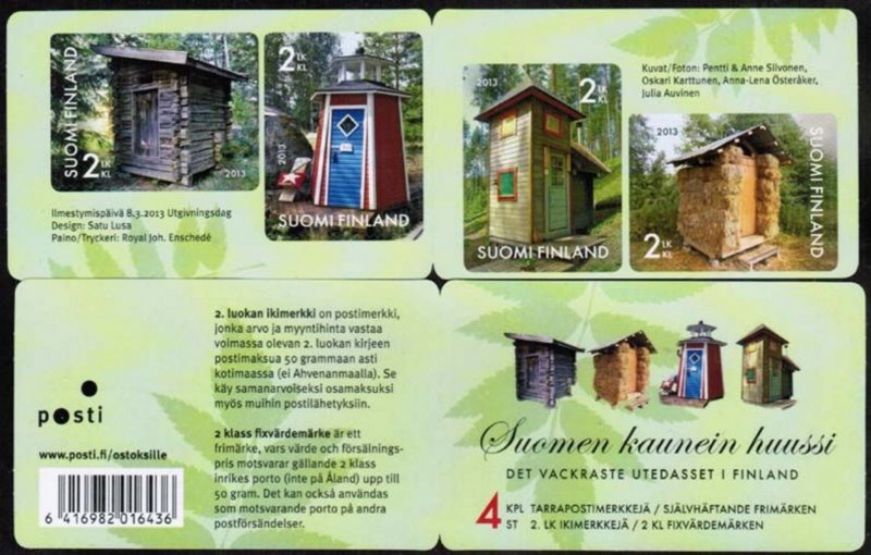 Finland 2013 country toilets set of 4 stamps in booklet MNH - Image 1
