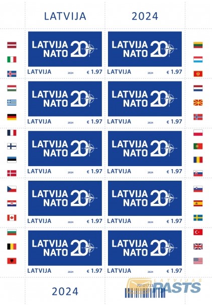 Latvia Lettland Lettonie 2024 LV in NATO 20 ann sheetlet MNH