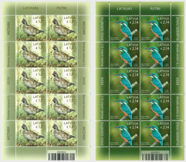 Latvia Lettland Lettonie 2020 Birds set of 2 sheetlets MNH