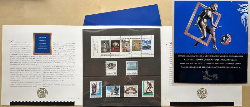 Finland 1995 Paintings Sculptures Art Europa CEPT on Finnish stamps Intresting official souvenir booklet MNH - Image 1