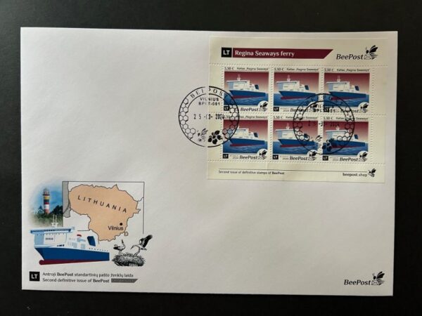Lithuania Litauen Lituanie 2024 Definitives Regina Seaways ferry ship BeePost sheetlet FDC