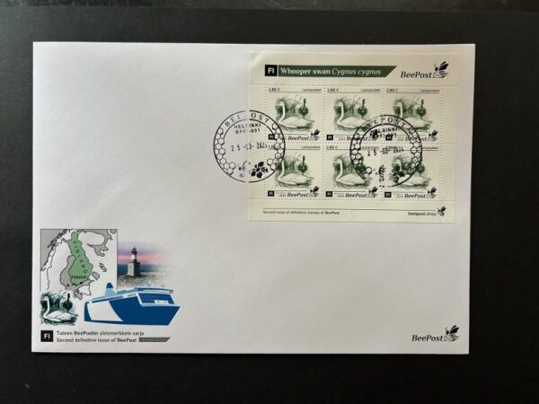 Finland Finnland Finlande 2024 Definitives Whooper swan bird BeePost sheetlet FDC