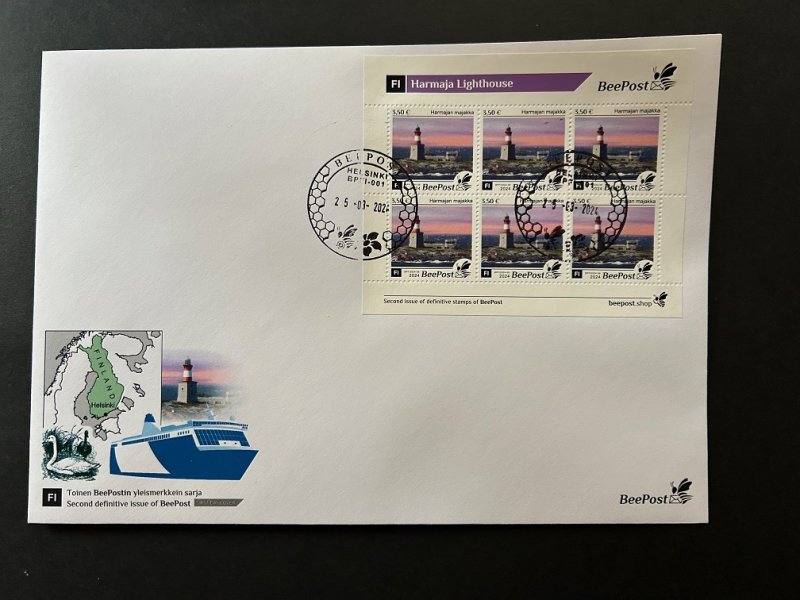 Finland Finnland Finlande 2024 Definitives Harmaja lighthouse BeePost sheetlet FDC - Image 1