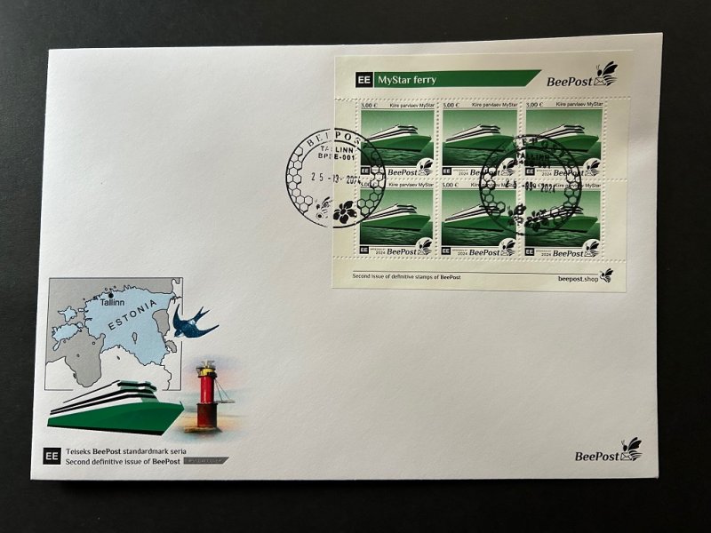 Estonia Estland Estonie 2024 Definitives Mystar ferry ship BeePost sheetlet FDC - Image 1