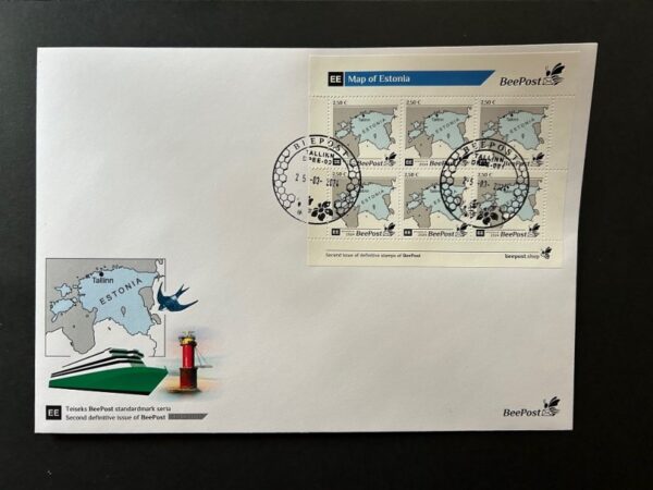 Estonia Estland Estonie 2024 Definitives State map BeePost sheetlet FDC