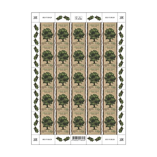 Estonia Estland Estonie 2024 Estonian forest trees - the pendunculate (English) oak Omniva sheetlet MNH