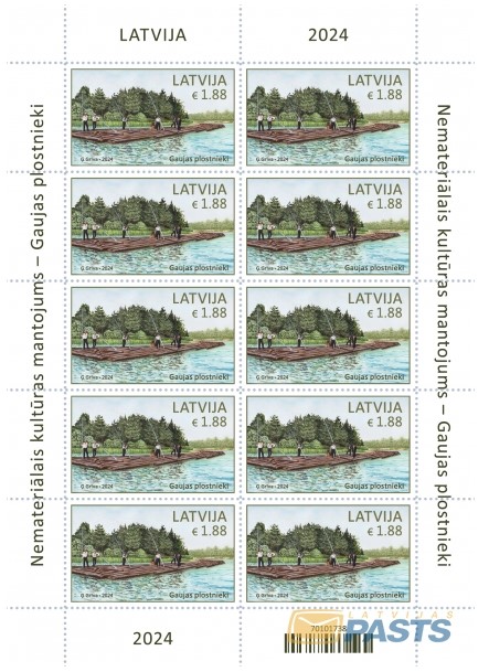 Latvia Lettland Lettonie 2024 Intangible cultural heritage Rafters of Gauja sheetlet MNH