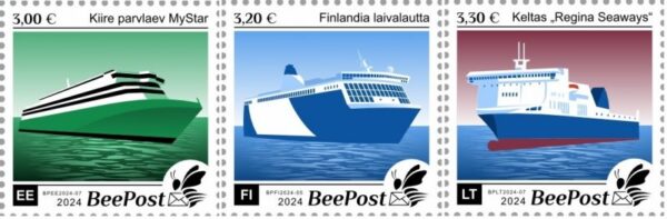 Estonia Finland Lithuania 2024 Ships Baltic ferries Definitives BeePost set of 3 stamps MNH