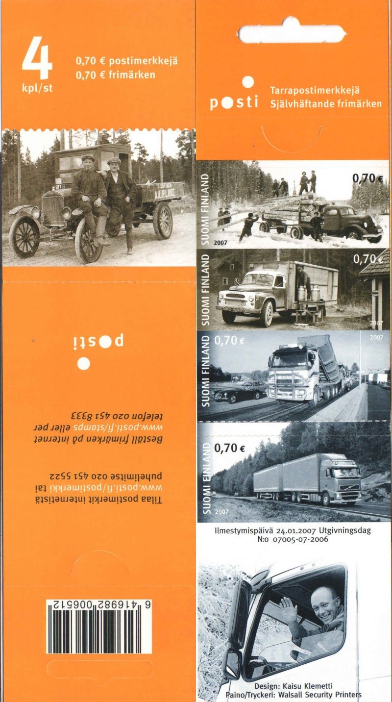 Finland 2007 Trucks in Finland set of 4 stamps in booklet MNH - Image 1