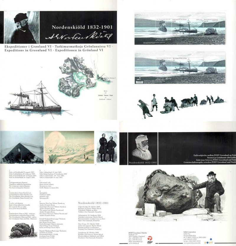 Finland Greenland 2008 joint issue polar discoveries Nordenskiöld special limited edition booklet - Image 1