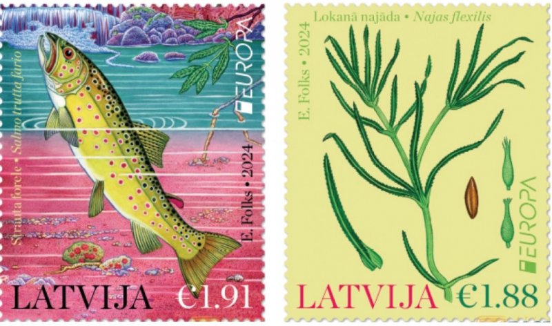 Latvia Lettland Lettonie 2024 Europa CEPT Underwater flora and fauna Fish plant set of 2 stamps MNH - Image 1
