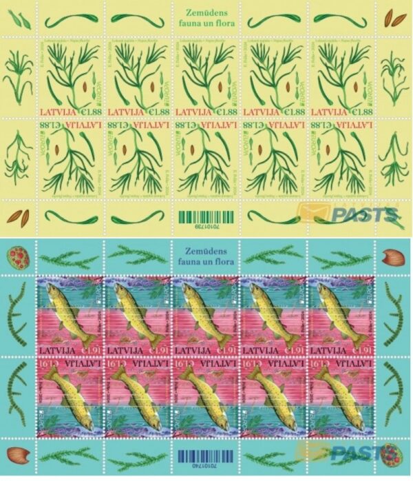 Latvia Lettland Lettonie 2024 Europa CEPT Underwater flora and fauna Fish plant set of 2 sheetlets MNH