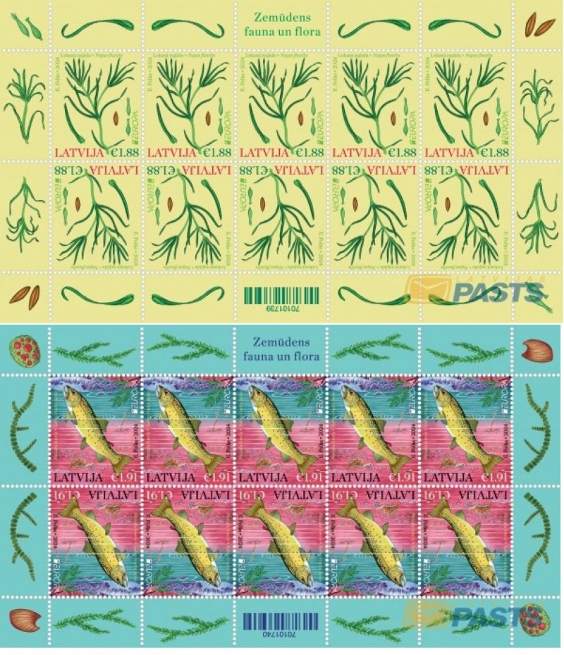 Latvia Lettland Lettonie 2024 Europa CEPT Underwater flora and fauna Fish plant set of 2 sheetlets MNH - Image 1