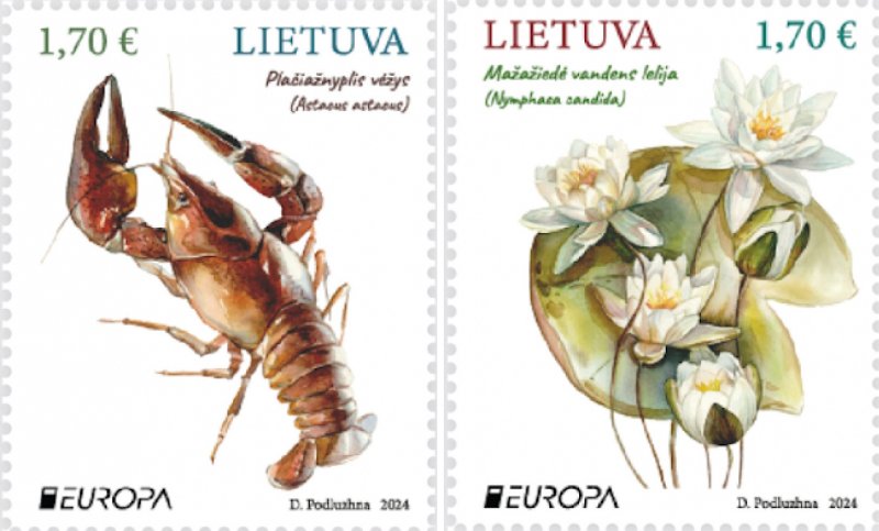 Lithuania Litauen Lituanie 2024 Europa CEPT Underwater flora and fauna LP set of 2 stamps MNH - Image 1