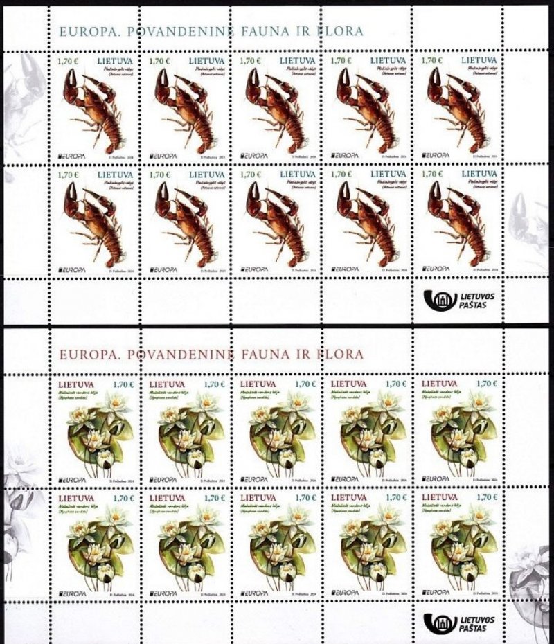 Lithuania Litauen Lituanie 2024 Europa CEPT Underwater flora and fauna LP set of 2 sheetlets MNH - Image 1