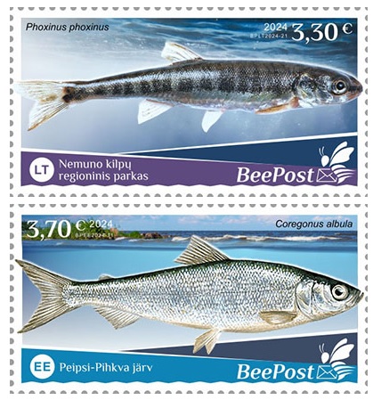Estonia Lithuania 2024 Water fauna Fishes national parks Europa BeePost set of 2 stamps MNH