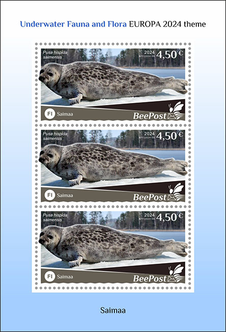 Finland 2024 Water fauna Seal Saimaan norppa national parks Europa BeePost sheetlet MNH