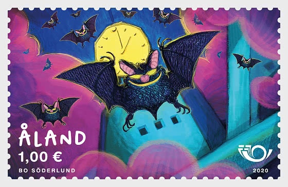 Aland Islands Åland Finland 2020 Nordic mammals Bats stamp MNH