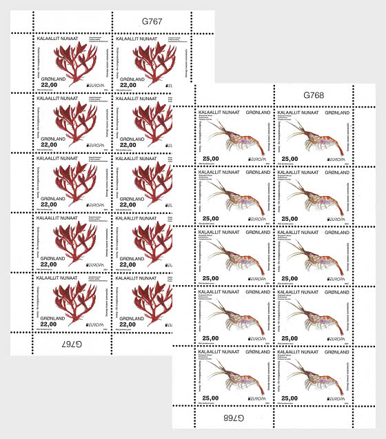 Greenland Grönland Groenland Denmark 2024 Europa CEPT Undewater flora and fauna set of 2 sheetlet MNH