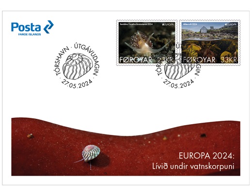 Faroe Islands Denmark 2024 Europa CEPT Undewater flora and fauna set of 2 stamps FDC
