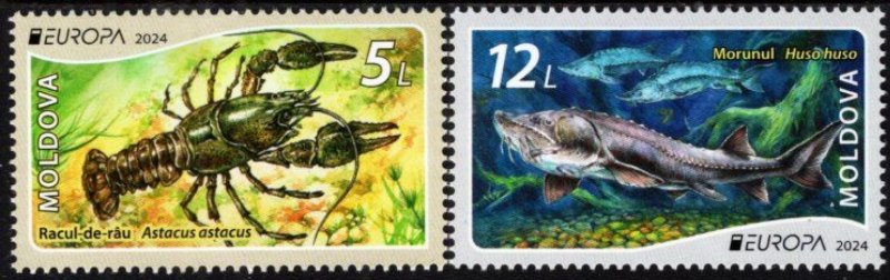Moldova Moldavia 2024 Underwater flora and fauna set of 2 stamps MNH - Image 1