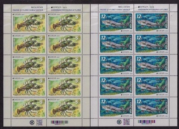 Moldova Moldavia 2024 Underwater flora and fauna set of 2 sheetlets MNH