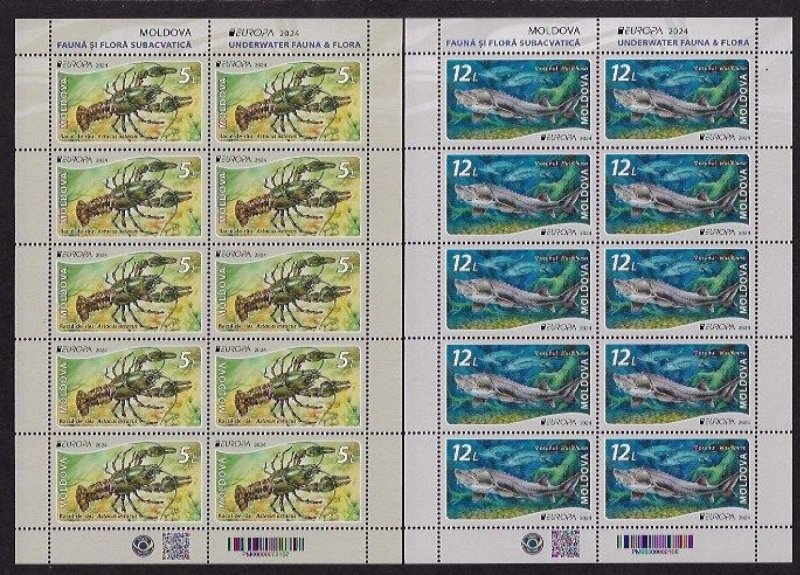 Moldova Moldavia 2024 Underwater flora and fauna set of 2 sheetlets MNH - Image 1