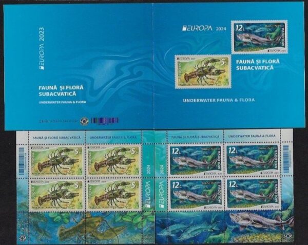 Moldova Moldavia 2024 Underwater flora and fauna set of 2 minisheets in booklet MNH