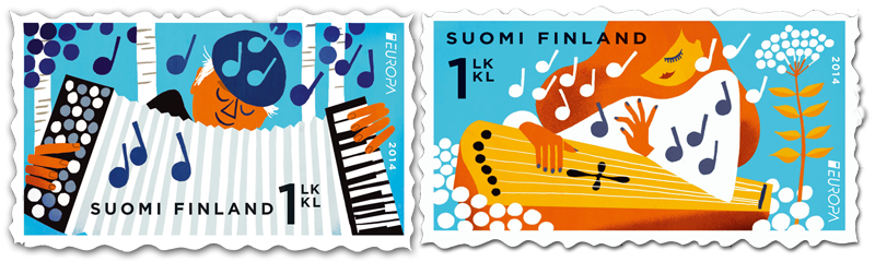 Finland Finnland Finlande 2014 Europa CEPT old music instruments strip of 2 stamps MNH - Image 1