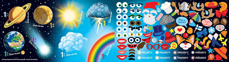 Finland Finnland Finlande 2014 Greeting stamps 'Sky Signs' Space set of 8 stamps in booklet MNH - Image 1