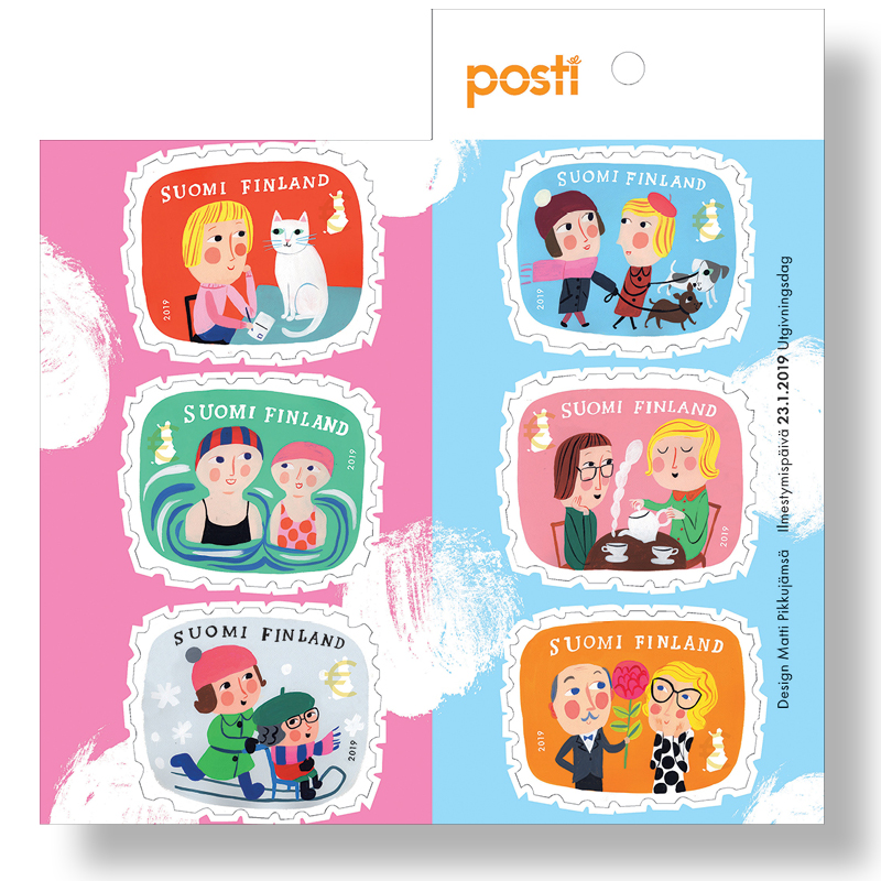 Finland Finnland Finlande 2019 St Valentine Day set of 6 stamps in booklet MNH - Image 1