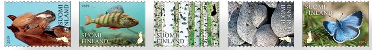 Finland Finnland Finlande 2019 Definitives Nature Horse Butterfly Fish ... Posti set of 5 stamps MNH - Image 1
