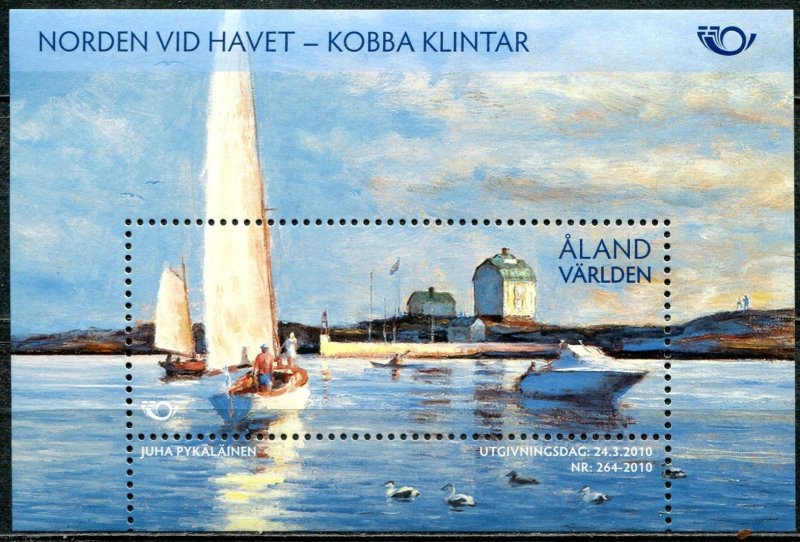 Aland islands Åland Finland 2010 Life by the sea Lighthouse landscape Scandinavian joint issue block MNH - Image 1