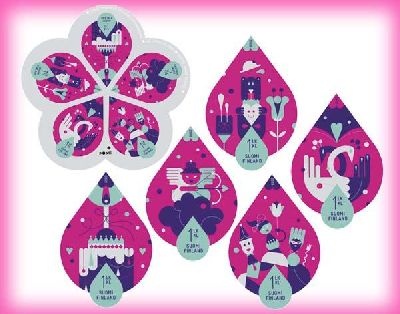 Finland 2009 St Valentine Day set of 5 stamps in block MNH