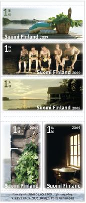 Finland Finlande Finnland 2009 Sauna Bath Traditions set of 5 stamps in block  booklet MNH