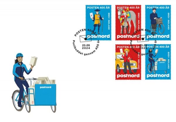 Denmark Danemark Danmark 2024 Postnord Postman through 400 years FDC