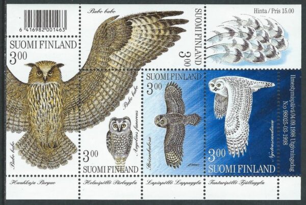 Finland Finnland Finlande 2006 Owls birds set of 5 stamps in block MNH