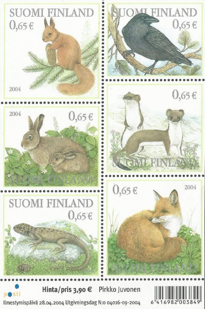 Finland Finnland Finlande 2004 Fauna of a finnish forest set of 6 stamps in block MNH