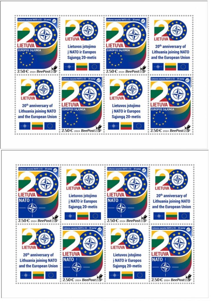 Lithuania Litauen Lituanie 2024 20 Years in EU and NATO BeePost set of 2 sheetlets MNH