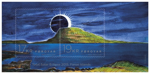 Faroe Islands Denmark 2015 Solar Eclipse block MNH