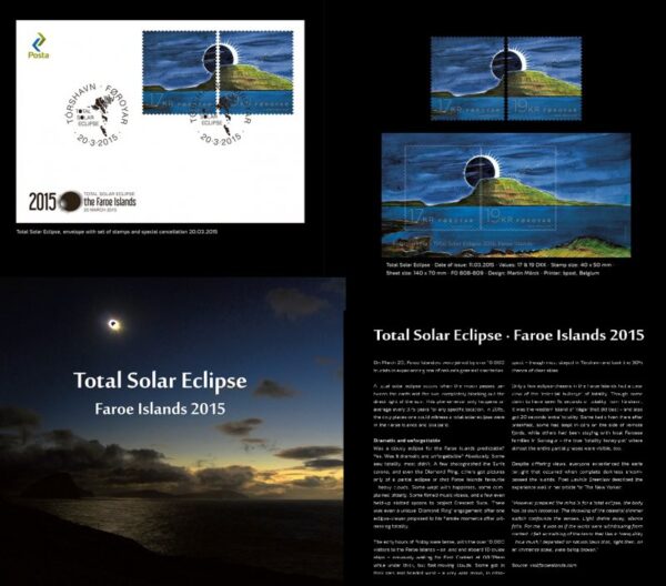 Faroe Islands Denmark 2015 Solar Eclipse special folder with set block and FDC limited edition