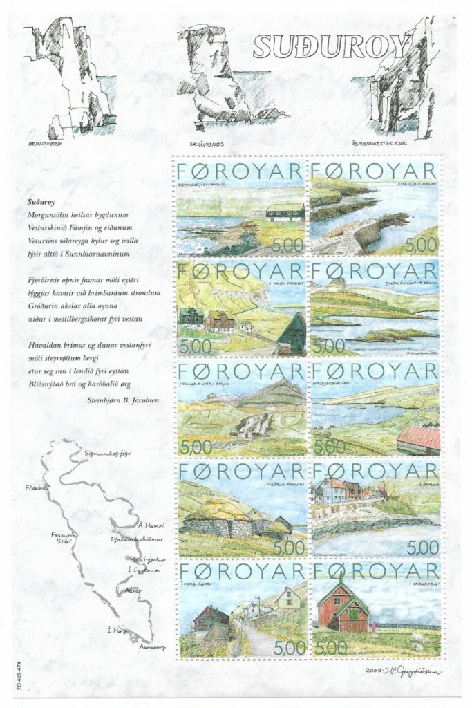 Faroe Islands Denmark 2004 Geography Village Suduroy set of 10 stamps in block / sheetlet **