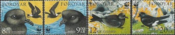 Faroe Islands Denmark 2005 Rare birds WWF Petrels set of 4 stamps MNH