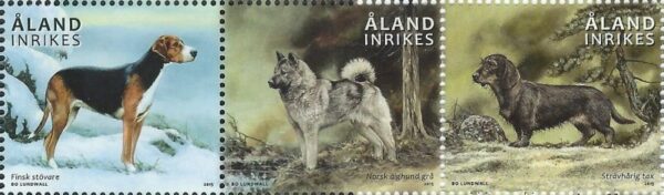 Aland Islands Åland Finland 2015 Hunting dogs strip of 3 stamps MNH